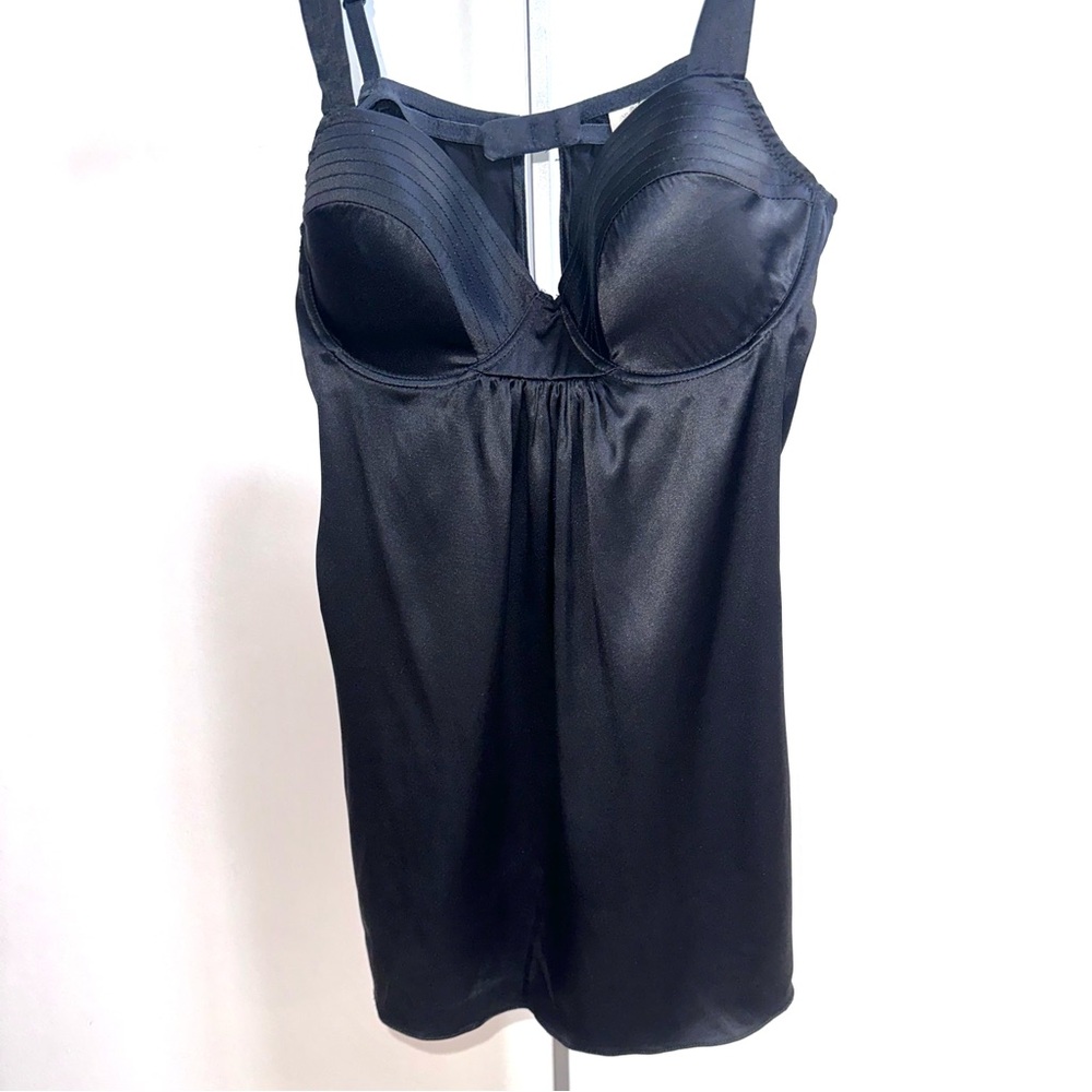 Black Satin bullet bra chemise
